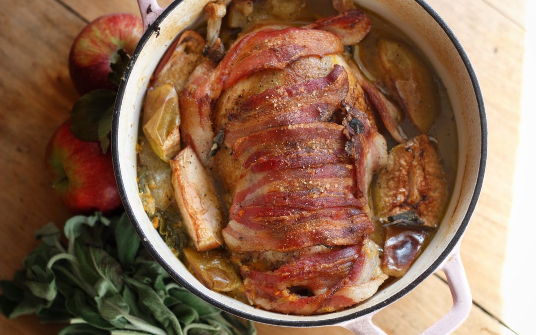 Whole Pheasant, Bacon & Spartan Apple One Pot
